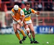 26 July 1998; Kevin Martin of Offaly in action against Paul McKillen of Antrim during the Guinness All-Ireland Senior Hurling Championship Quarter-Final match between Offaly and Antrim at Croke Park in Dublin. Photo by Ray McManus/Sportsfile