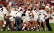 21 June 1998; Kildare players and officials celebrate following the Bank of Ireland Leinster Senior Football Championship Quarter-Final Replay match between Kildare and Dublin at Croke Park in Dublin. Photo by David Maher/Sportsfile