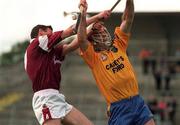 11 July 1998; Michael Coleman of Galway in action against Mickey Cunniffe of Roscommon during the Guinness Connacht Senior Hurling Championship Final match between Roscommon and Galway at Dr Hyde Park in Roscommon. Photo by Damien Eagers/Sportsfile