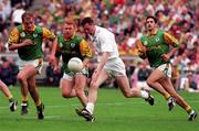 2 August 1998; Niall Buckley of Kildare in action against John McDermott and Enda McManus, Meath during the Bank of Ireland Leinster Senior Football Championship Final match between Kildare and Meath at Croke Park in Dublin. Photo by David Maher/Sportsfile