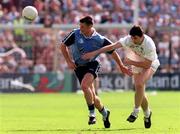 21 June 1998; Paddy Moran of Dublin in action against Martin Lynch of Kildare during the Bank of Ireland Leinster Senior Football Championship Quarter-Final Replay match between Kildare and Dublin at Croke Park in Dublin. Photo by David Maher/Sportsfile