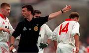 30 June 1996; Referee Pat McEneaney sends off Tyrone's Peter Canavan, 14, during the Bank of Ireland Ulster Senior Football Championship Semi-Final match between Tyrone and Derry at St Tiernach's Park in Clones, Monaghan. Photo by David Maher/Sportsfile