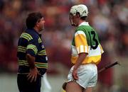 5 July 1998; Offaly manager Michael &quot;Babs&quot; Keating gives Darren Hannify some advice during the Guinness Leinster Senior Hurling Championship Final match between Kilkenny and Offaly at Croke Park in Dublin. Photo by Ray McManus/Sportsfile