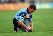 30 June 1996, Mick Deegan of Dublin ties his laces during the Bank of Ireland Leinster Senior Football Championship Semi-Final match between Dublin and Louth  at Pairc Tailteann in Navan, Meath. Photo by Ray McManus/Sportsfile