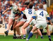 26 July 1998; Sean Cullinane and Tony Browne, 8, of Waterford in a tussle with Joe Rabbitte of Galway during the Guinness All-Ireland Senior Hurling Championship Quarter-Final match between Waterford and Galway at Croke Park in Dublin. Photo by Ray McManus/Sportsfile