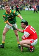 28 June 1998; Donal Curtis of Meath consoles Stefan White of Louth after Louths narrow defeat following the Leinster Senior Football Championship Semi-Final match between Meath and Louth at Croke Park in Dublin. Photo by Ray McManus/Sportsfile
