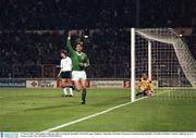 27 March 1991; Niall Quinn celebrates after scoring the Republic of Ireland's goal. England v Republic of Ireland, European Championship Qualifier, Wembley Stadium, London, England. Soccer. Picture credit; Ray McManus / SPORTSFILE