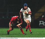8 December 2001; David Humphreys, Ulster, goes past the tackle of Munsters Ronan O'Gara. Munster v Ulster, Celtic League, Semi Final, Lansdowne Road, Dublin. Rugby. Picture credit; Damien Eagers / SPORTSFILE