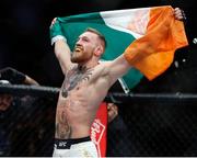 12 November 2016; Conor McGregor celebrates after defeating Eddie Alvarez by second round TKO following their lightweight title bout at UFC 205 in Madison Square Garden, New York. Photo by Adam Hunger/Sportsfile