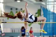 12 November 2016; Erin Fisher of Methodist College competing during the junior girls high jump event at the Irish Life Health All Ireland Schools Combined Events in Athlone, Co. Westmeath. Photo by Oliver McVeigh/Sportsfile