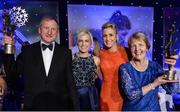 12 November 2016; Senior Players' Player of the Year Bríd Stack, 2nd from right, from Cork with father Michael, sister Muireann and mother Elizabeth and her All Star and Players' Player of the Year awards at the TG4 Ladies Football All Stars awards in Citywest Hotel in Dublin. Photo by Cody Glenn/Sportsfile