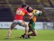 13 November 2016; Conor Cunningham of Corofin is tackled by Fergal Durkan of Castlebar Mitchels during the AIB Connacht GAA Football Senior Club Championship semi-final match between Castlebar Mitchels and Corofin at Elverys MacHale Park in Castlebar, Co. Mayo. Photo by Ramsey Cardy/Sportsfile