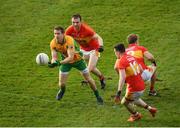 13 November 2016; Gary Sice of Corofin under pressure from Castlebar Mitchels players, from left, Shane Hopkins, Shane Irwin and James Durkan during the AIB Connacht GAA Football Senior Club Championship semi-final match between Castlebar Mitchels and Corofin at Elverys MacHale Park in Castlebar, Co. Mayo. Photo by Ramsey Cardy/Sportsfile