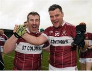 13 November 2016; James Fitzsimmons, left, and Conor Mc Elligott of St Columbas celebrate following the AIB Leinster GAA Football Senior Club Championship quarter-final game between St Columbas and St Lomans at Glennon Brothers Parse Park in Longford. Photo by Sam Barnes/Sportsfile