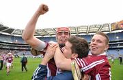 17 March 2011; Alan Kerins, Clarinbridge, celebrates with Ronan Geraghty, right, and a supporter after the game. AIB GAA Hurling All-Ireland Senior Club Championship Final, Clarinbridge v O’Loughlin Gaels, Croke Park, Dublin. Picture credit: Brendan Moran / SPORTSFILE