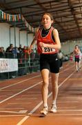 2 April 2011; Dearbhaile Beirne, Mohill, Co. Leitrim, on her way to winning the U14- Girl's 1000m walk during the Woodie’s DIY Juvenile Indoor Championships. Nenagh Indoor Stadium, Nenagh, Co. Tipperary. Picture credit: Barry Cregg / SPORTSFILE