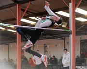 2 April 2011; Robert Bill, Ballymena & Antrim A.C., in action during the U-17 Boy's High Jump, which he subsequently finished in second place. Woodie’s DIY Juvenile Indoor Championships, Nenagh Indoor Stadium, Nenagh, Co. Tipperary. Picture credit: Barry Cregg / SPORTSFILE
