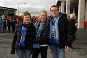 2 April 2011; Leinster Supporters Geraldine Eden, left, with Alanna and Robert, from Monkstown, Dublin. Celtic League, Munster v Leinster, Thomond Park, Limerick. Picture credit: Stephen McCarthy / SPORTSFILE