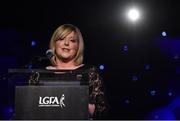 12 November 2016; LGFA President Marie Hickey during the TG4 Ladies Football All Star awards at the Citywest Hotel in Dublin.  Photo by Cody Glenn/Sportsfile