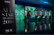 12 November 2016; Members of The O'Shea Dancers perform during the TG4 Ladies Football All Star awards at the Citywest Hotel in Dublin.  Photo by Cody Glenn/Sportsfile