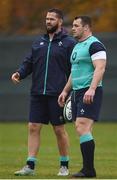 14 November 2016; Ireland defence coach Andy Farrell, left, and Cian Healy during squad training at Carton House in Maynooth, Co. Kildare. Photo by Ramsey Cardy/Sportsfile