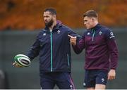 14 November 2016; Ireland defence coach Andy Farrell, left, and Garry Ringrose during squad training at Carton House in Maynooth, Co. Kildare. Photo by Ramsey Cardy/Sportsfile