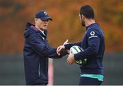 14 November 2016; Ireland head coach Joe Schmidt in conversation with Rob Kearney during squad training at Carton House in Maynooth, Co. Kildare. Photo by Ramsey Cardy/Sportsfile