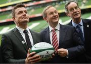 15 November 2016; In attendance at the official launch of Ireland's bid for the 2023 Rugby World Cup at the Aviva Stadium in Lansdowne Road, Dublin are bid ambassador Brian O'Driscoll, left, and An Taoiseach Enda Kenny T.D., centre, and bid chairman Dick Spring. Photo by Ramsey Cardy/Sportsfile