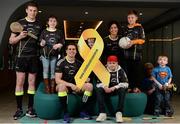 16 November 2016; Opel Ireland today launched the 2016 GAA-GPA Opel All-Stars jersey, which will help raise funds for the Childhood Cancer Foundation. Pictured are, from left, Opel hurler of the year Austin Gleeson, Waterford, Charlie Cullinan, age 9, from Roscommon, Opel footballer of the year Lee Keegan, Mayo, Éabha Cooney, age 4, from Cabra, Co. Dublin, Gillian Whittal, Head of Marketing & PR at Opel Ireland, Bobby and Danny Dowling, age 12 and 10, from Cabinteely, Co. Dublin, and Robbie Forristel, age 4, from Waterford, at Croke Park in Dublin. Photo by Seb Daly/Sportsfile