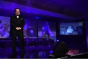 12 November 2016; MC Marty Morrissey on stage during the TG4 Ladies Football All Star awards at the Citywest Hotel in Dublin.  Photo by Brendan Moran/Sportsfile