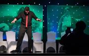 12 November 2016; Dancer Damien Doherty on stage during the TG4 Ladies Football All Star awards at the Citywest Hotel in Dublin.  Photo by Brendan Moran/Sportsfile