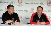 4 April 2011; Ulster's Jonny Bell, left, and Operations Director of Ulster Rugby David Humphreys during a press conference ahead of their Heineken Cup Quarter-Final game against Northampton Saints on Sunday. Ulster Rugby Squad Press Conference, Ravenhill Park, Belfast, Co.Antrim. Photo by Sportsfile