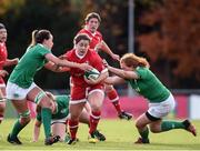 19 November 2016; Carolyn McEwen of Canada is tackled by Nichola Fryday and Fiona Reidy of Ireland during the Women's Autumn International match between Ireland and Canada at the Belfield Bowl in UCD, Dublin. Photo by Matt Browne/Sportsfile