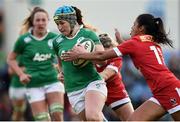 19 November 2016; Anna Caplice of Ireland is tackled by Magali Harvey of Canada during the Women's Autumn International match between Ireland and Canada at the Belfield Bowl in UCD, Dublin. Photo by Matt Browne/Sportsfile