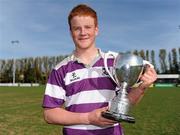 6 April 2011; Clongowes Wood College SJ captain Peadar Timmons with the cup after the game. Leinster Schools Senior Seconds Final, Blackrock College v Clongowes Wood College SJ, Templeville Road, Dublin. Picture credit: Barry Cregg / SPORTSFILE