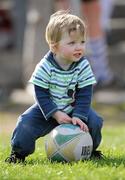 6 April 2011; Jack Moran, age 2, from Terrenure, Dublin, plays with a ball after the game. Leinster Schools Senior Seconds Final, Blackrock College v Clongowes Wood College SJ, Templeville Road, Dublin. Picture credit: Barry Cregg / SPORTSFILE