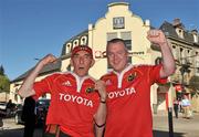 9 April 2011; Munster supporters Leo Murphy, left, and Ian Murphy, from Cork City, ahead of the game. Amlin Challenge Cup Quarter-Final, Brive v Munster, Stadium Municipal Amédée Domenech, Brive, France. Picture credit: Diarmuid Greene / SPORTSFILE