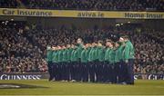 19 November 2016; The Ireland squad watch on as the New Zealand squad perform &quot;The Haka&quot; ahead of the Autumn International match between Ireland and New Zealand at the Aviva Stadium in Dublin. Photo by Brendan Moran/Sportsfile