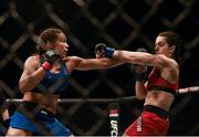 19 November 2016; Marion Reneau, left, in action against Milana Dudieva during their Women's Bantamweight  bout at UFC Fight Night 99 in the SSE Arena, Belfast. Photo by David Fitzgerald/Sportsfile