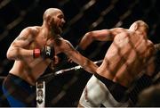 19 November 2016; Zak Cummings, left, in action against Alexander Yakovlev during their catchweight bout at UFC Fight Night 99 in the SSE Arena, Belfast. Photo by David Fitzgerald/Sportsfile