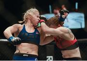 19 November 2016; Amanda Cooper, left, in action against Anna Elmose during their Women's Strawweight bout at UFC Fight Night 99 in the SSE Arena, Belfast. Photo by David Fitzgerald/Sportsfile