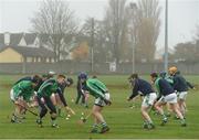 20 November 2016; A general view of the St. Mullins team during the warm up before the AIB Leinster GAA Hurling Senior Club Championship semi-final match between St. Mullins and Cuala at Netwatch Cullen Park in Carlow. Photo by David Maher/Sportsfile