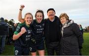 20 November 2016; Ciara O’Riodan and Anne-Marie Murphy of Foxrock Cabinteely celebrate with friends and family after the LGFA All Ireland Senior Club Championship semi-final match between Foxrock Cabinteely and Carnacon at Bray Emmets in Co. Wicklow. Photo by Sam Barnes/Sportsfile