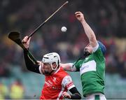 20 November 2016; Colm Cronin of Cuala in action against Paudie Kehoe of St. Mullins during the AIB Leinster GAA Hurling Senior Club Championship semi-final match between St. Mullins and Cuala at Netwatch Cullen Park in Carlow. Photo by David Maher/Sportsfile