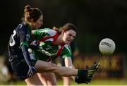 20 November 2016; Amy Ring of Foxrock Cabinteely in action against Saoirse Walshe of Carnacon during the LGFA All Ireland Senior Club Championship semi-final match between Foxrock Cabinteely and Carnacon at Bray Emmets in Co. Wicklow. Photo by Sam Barnes/Sportsfile