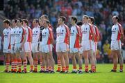 10 April 2011; The Armagh team stand for a minutes silence. Allianz Football League, Division 1, Round 7, Cork v Armagh, Pairc Ui Chaoimh, Cork. Picture credit: Barry Cregg / SPORTSFILE