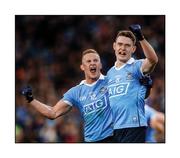 1 October 2016; Young guns growing in stature. Ciarán Kilkenny, left, and Brian Fenton celebrate a nail-biting win and move up the leadership scale on the back of memorable campaigns  Photo by Piaras Ó Mídheach/Sportsfile  This image may be reproduced free of charge when used in conjunction with a review of the book &quot;A Season of Sundays 2016&quot;. All other usage © SPORTSFILE