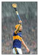 22 May 2016; Not much cover out here. Séamus Callanan signals his availability in the downpour at Semple Stadium. Deluge or not, Tipperary signal their intent in stark terms  Photo by Stephen McCarthy/Sportsfile  This image may be reproduced free of charge when used in conjunction with a review of the book &quot;A Season of Sundays 2016&quot;. All other usage © SPORTSFILE