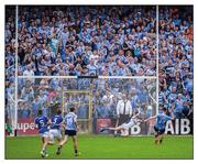 4 June 2016; Blue army mobilised. Not even the travelling legion of Dubs in Nowlan Park can suck Diarmuid Connolly’s penalty into the net. Laois goalkeeper Graham Brody dives left and saves  Photo by Ray McManus/Sportsfile  This image may be reproduced free of charge when used in conjunction with a review of the book &quot;A Season of Sundays 2016&quot;. All other usage © SPORTSFILE