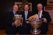 21 November 2016; Pictured at the launch of the 2016 A Season of Sundays in The Croke Park in Dublin are, from left, John Comerford, Managing Director at Carroll Cuisine, An Taoiseach Enda Kenny T.D. and Uachtarán Chumann Lúthchleas Gael Aogán Ó Fearghail. Now in its twentieth year of publication, A Season of Sundays again embraces the very heart and soul of Ireland's national games as captured by the award winning team of photographers at the Sportsfile photographic agency. With text by Alan Milton, it is a treasured record of the 2016 GAA season to be savoured and enjoyed by players, spectators and enthusiasts everywhere. Photo by Eóin Noonan/Sportsfile